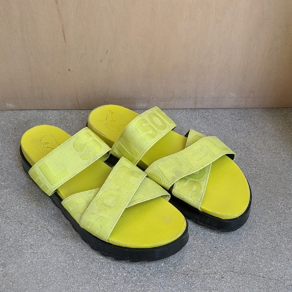 ❤️ Sorel Women's Yellow Slide Sandals Size 9.5